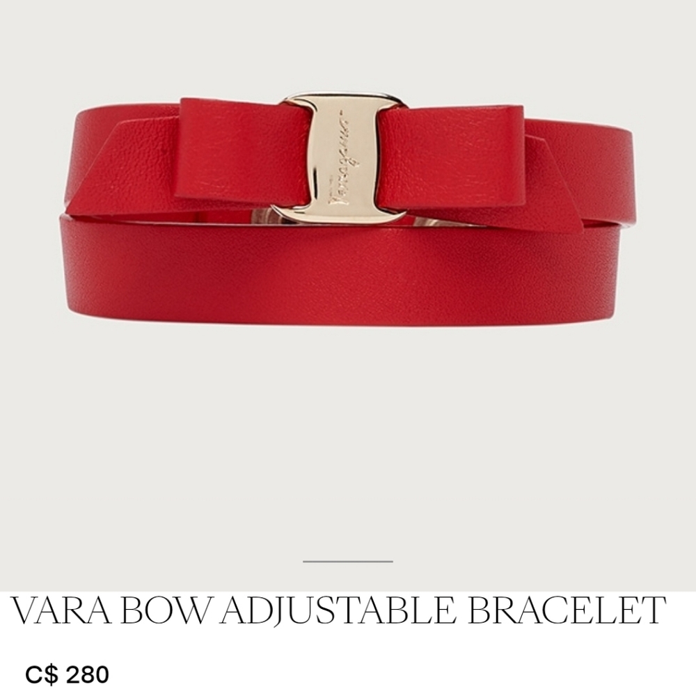 Salvatore Ferragamo Vera Bow Adjustable Leather Bracelet